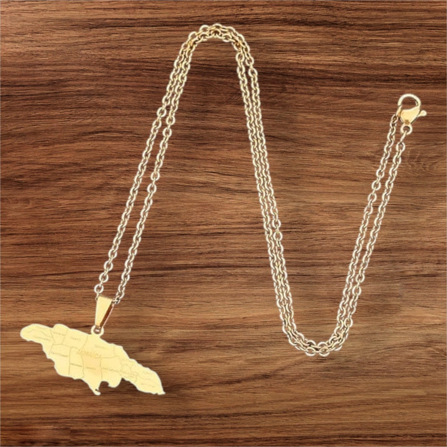 Jamaica Map Pendant + Necklace (Gold)
