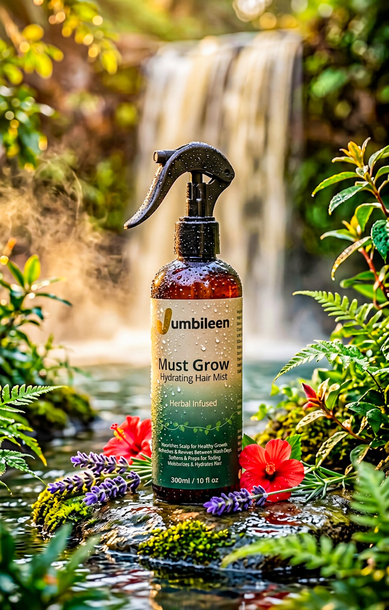 Jumbileen Herbal Hair Mist for natural hair moisture and the LCO method