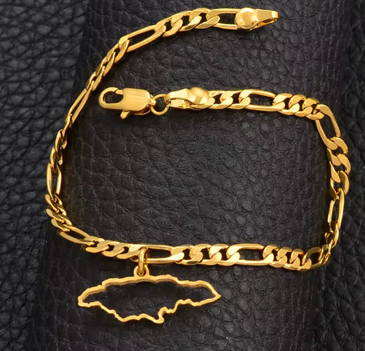 Jamaica Map Anklet/Bracelet (Gold outline )