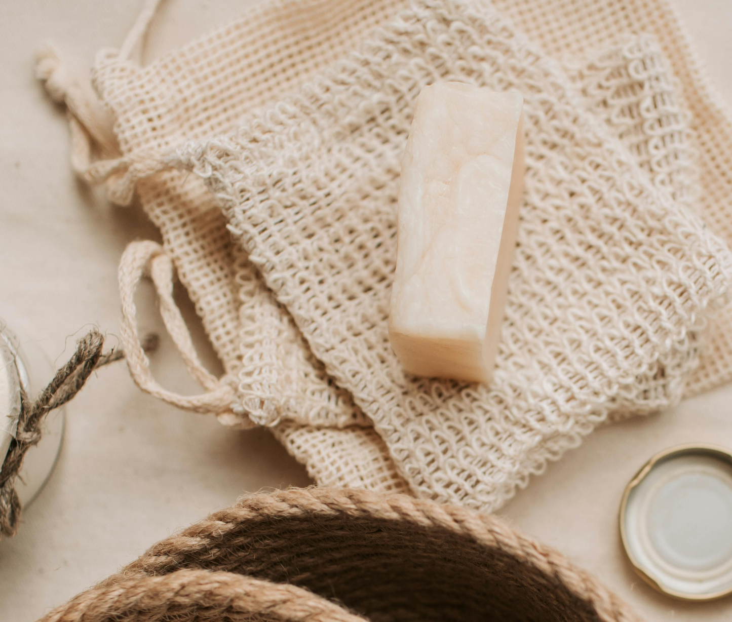 Natural Agave (Sisal)  Exfoliating Soap Saving  Pouch