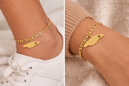 Jamaica Map Anklet/Bracelet (Gold)