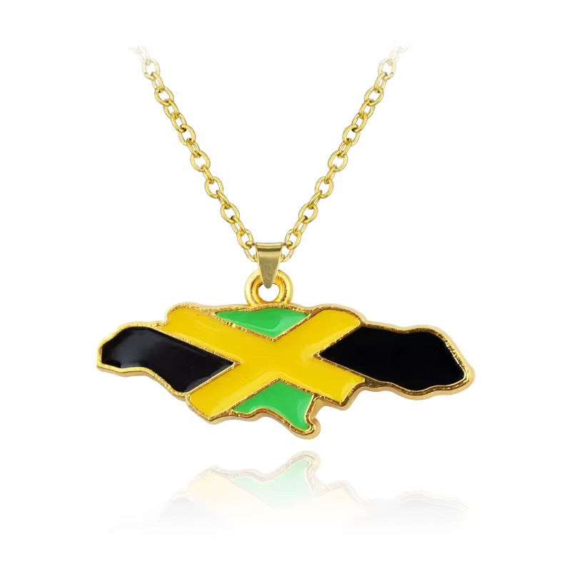 Jamaica Coloured Map Pendant Necklace