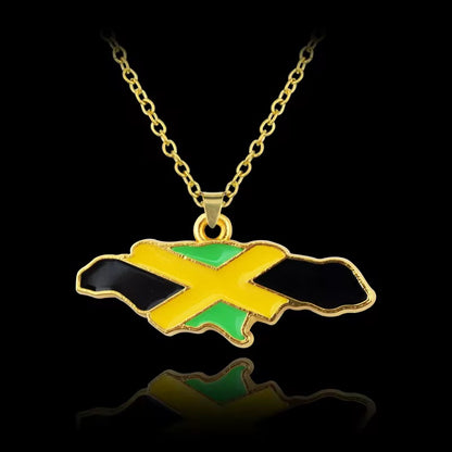 Jamaica Coloured Map Pendant Necklace