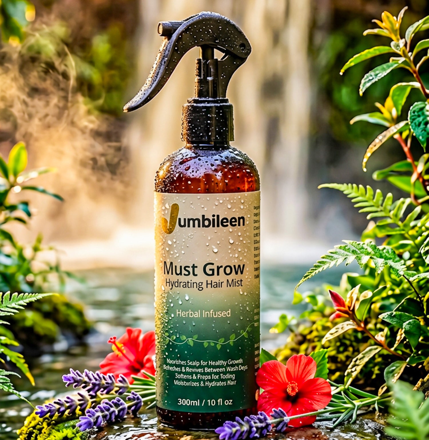 Jumbileen Herbal Hair Mist for natural hair moisture and the LCO method